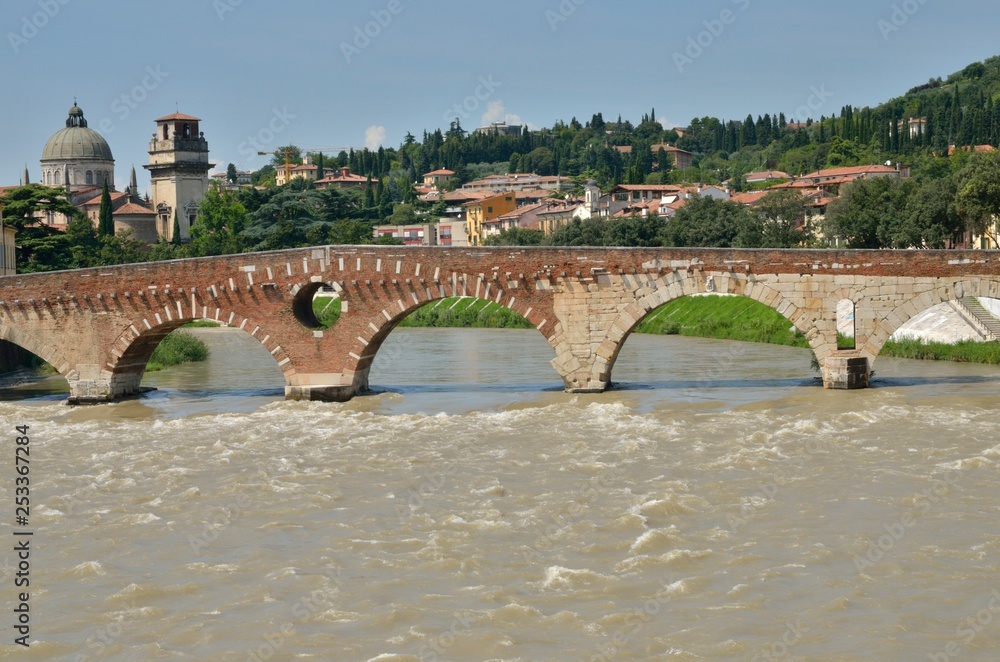 The stone bridge in Verona, Italy