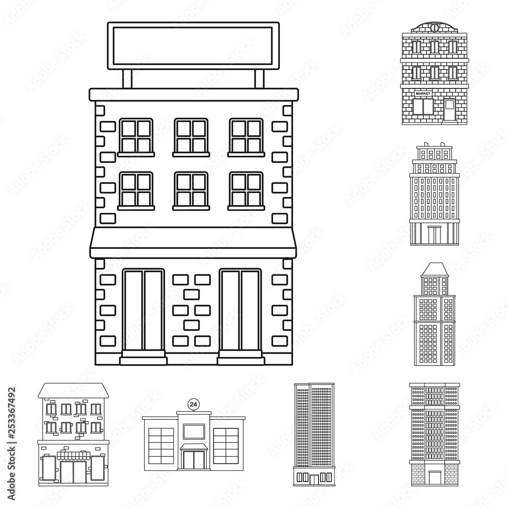 Vector illustration of architecture and exterior  symbol. Collection of architecture and city vector icon for stock.