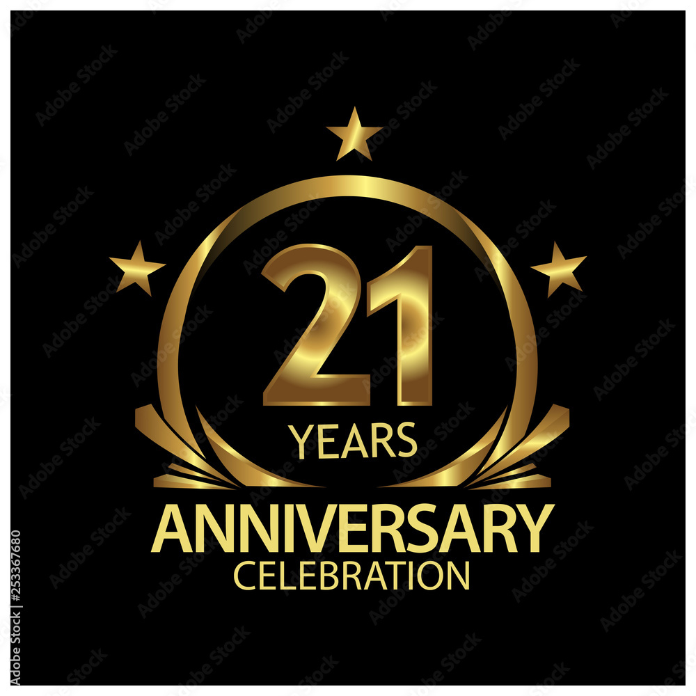 Twenty oneyears anniversary golden anniversary template design for web Twenty oneyears anniversary golden anniversary template design for web