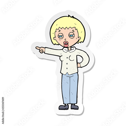 sticker of a cartoon woman telling off