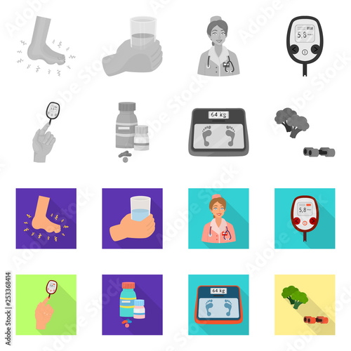 Vector design of diet and treatment  symbol. Set of diet and medicine stock vector illustration.