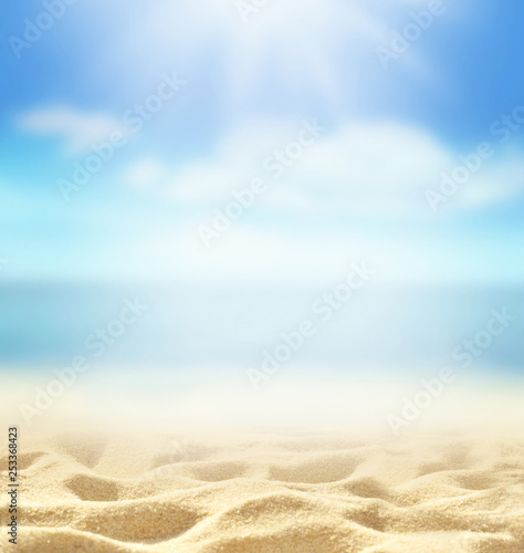 Fototapeta Naklejka Na Ścianę i Meble -  Summer beach background. Sand, sea and sky. Summer concept.