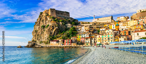 Fototapeta Naklejka Na Ścianę i Meble -  Travel in Calabria, Scilla medieval town with great beach. South of Italy