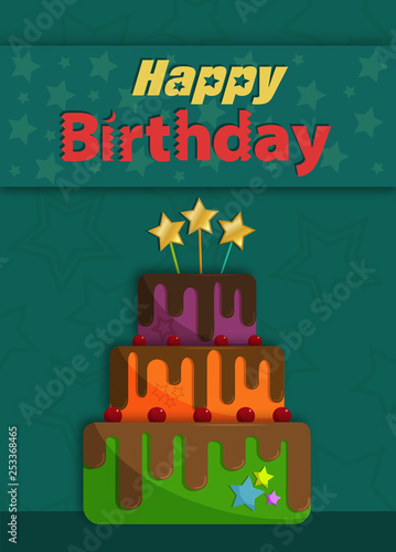 happy birthday and birthday cake