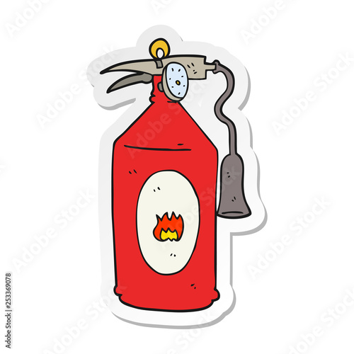 sticker of a cartoon fire extinguisher