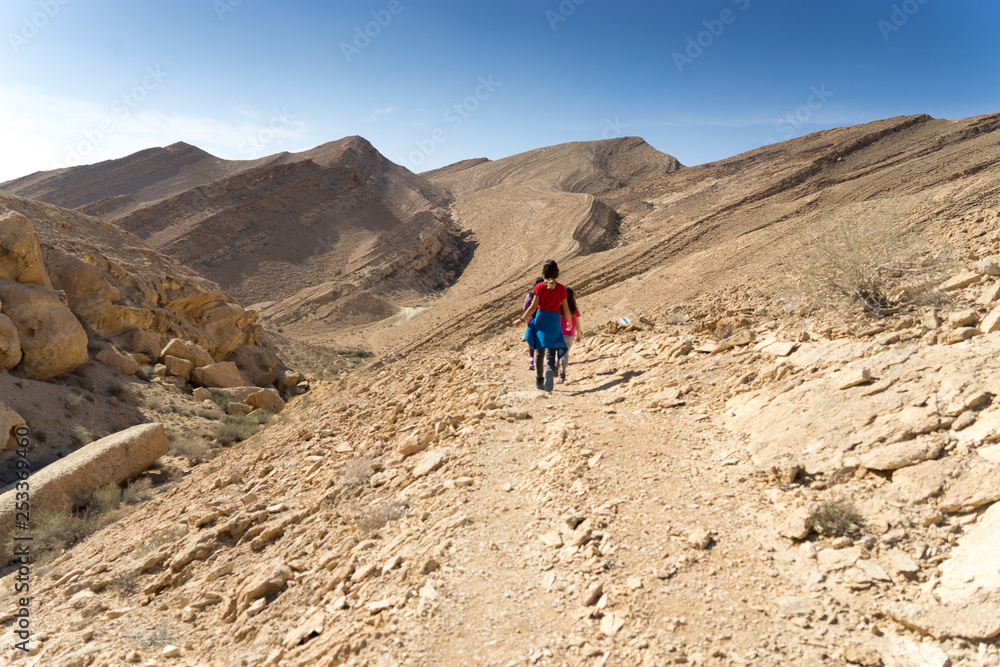 Hiking in Negev desert of Israel