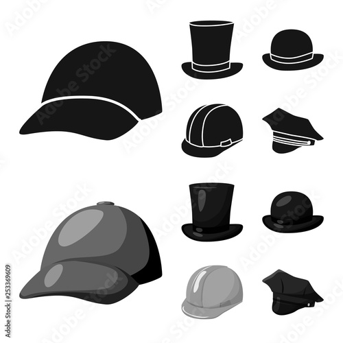 Vector design of clothing and cap sign. Collection of clothing and beret stock vector illustration.