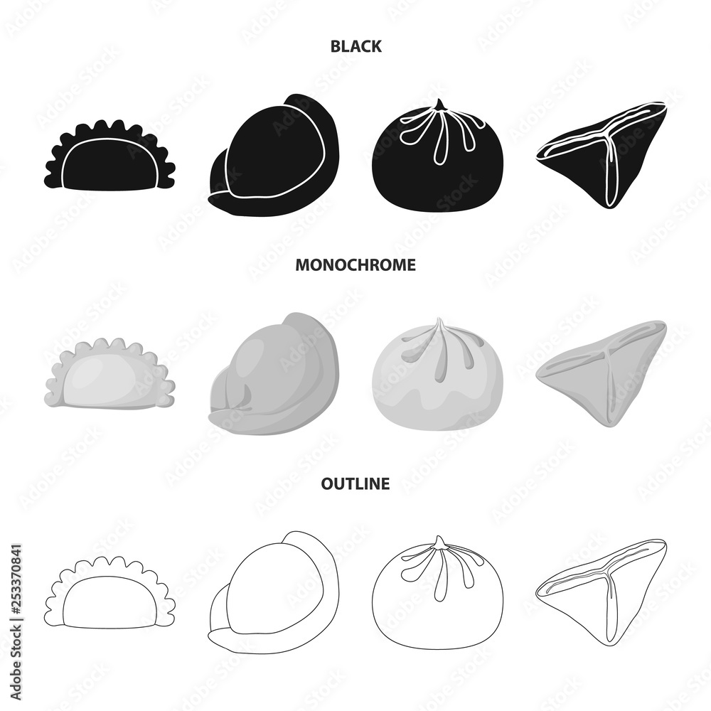 Vector illustration of products  and cooking sign. Set of products  and appetizer vector icon for stock.