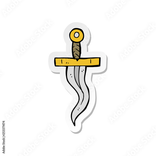 sticker of a cartoon dagger tattoo