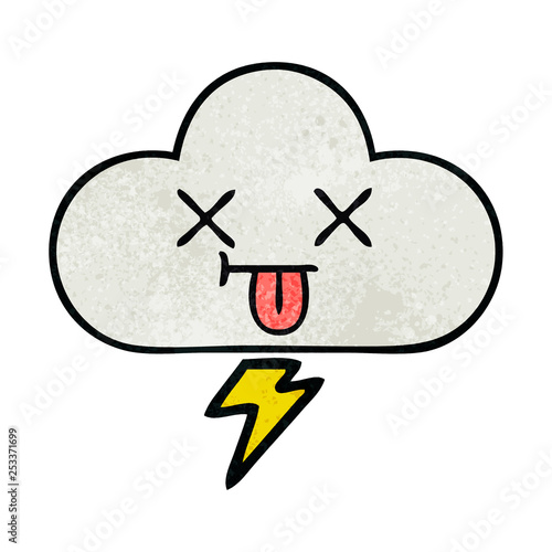 retro grunge texture cartoon thunder cloud