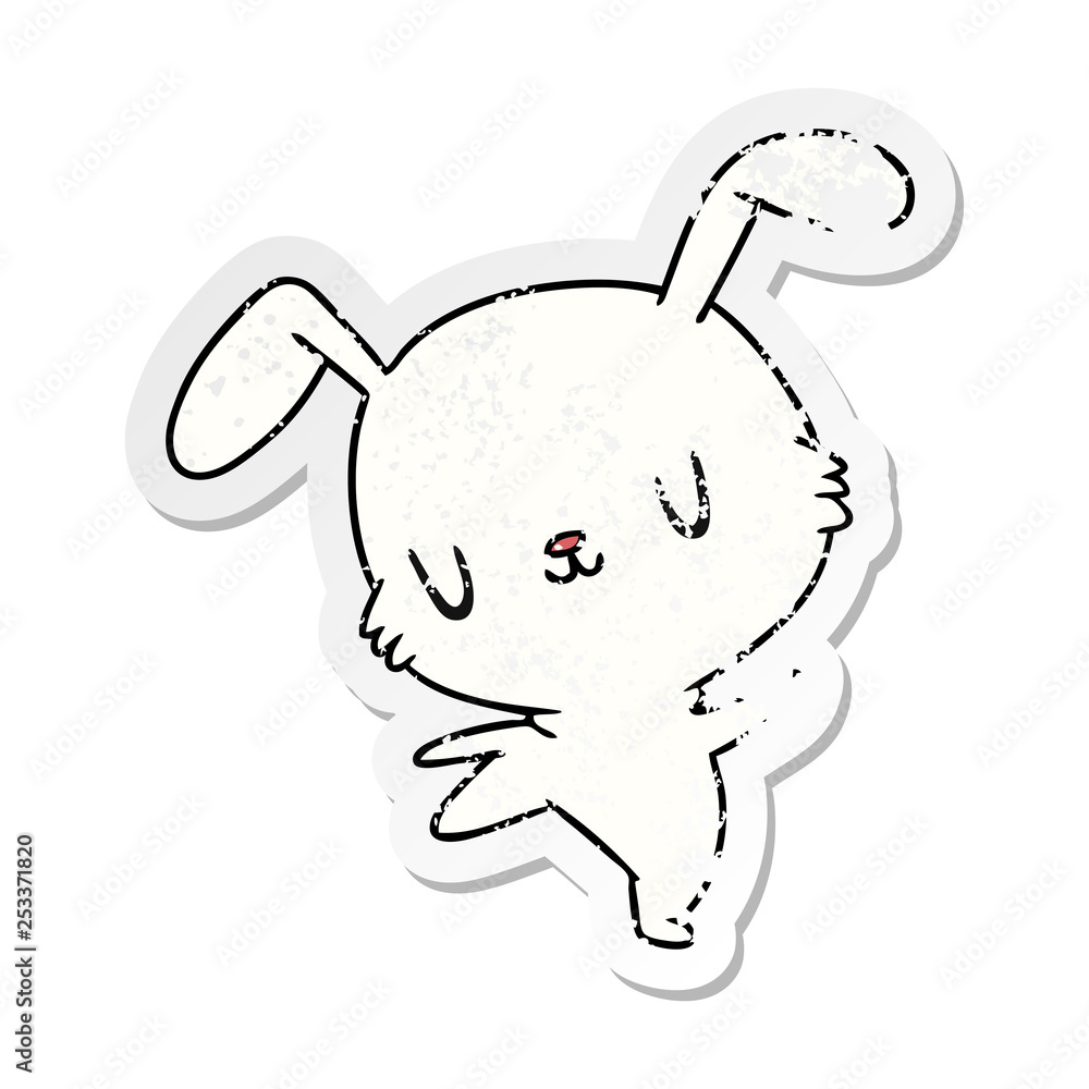 Obraz premium distressed sticker cartoon kawaii cute furry bunny
