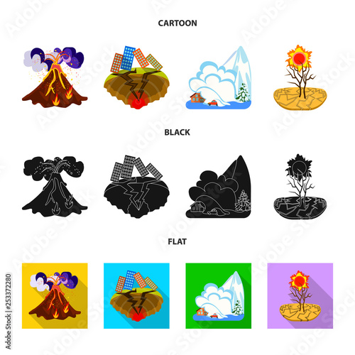 Vector design of weather and distress symbol. Set of weather and crash vector icon for stock.