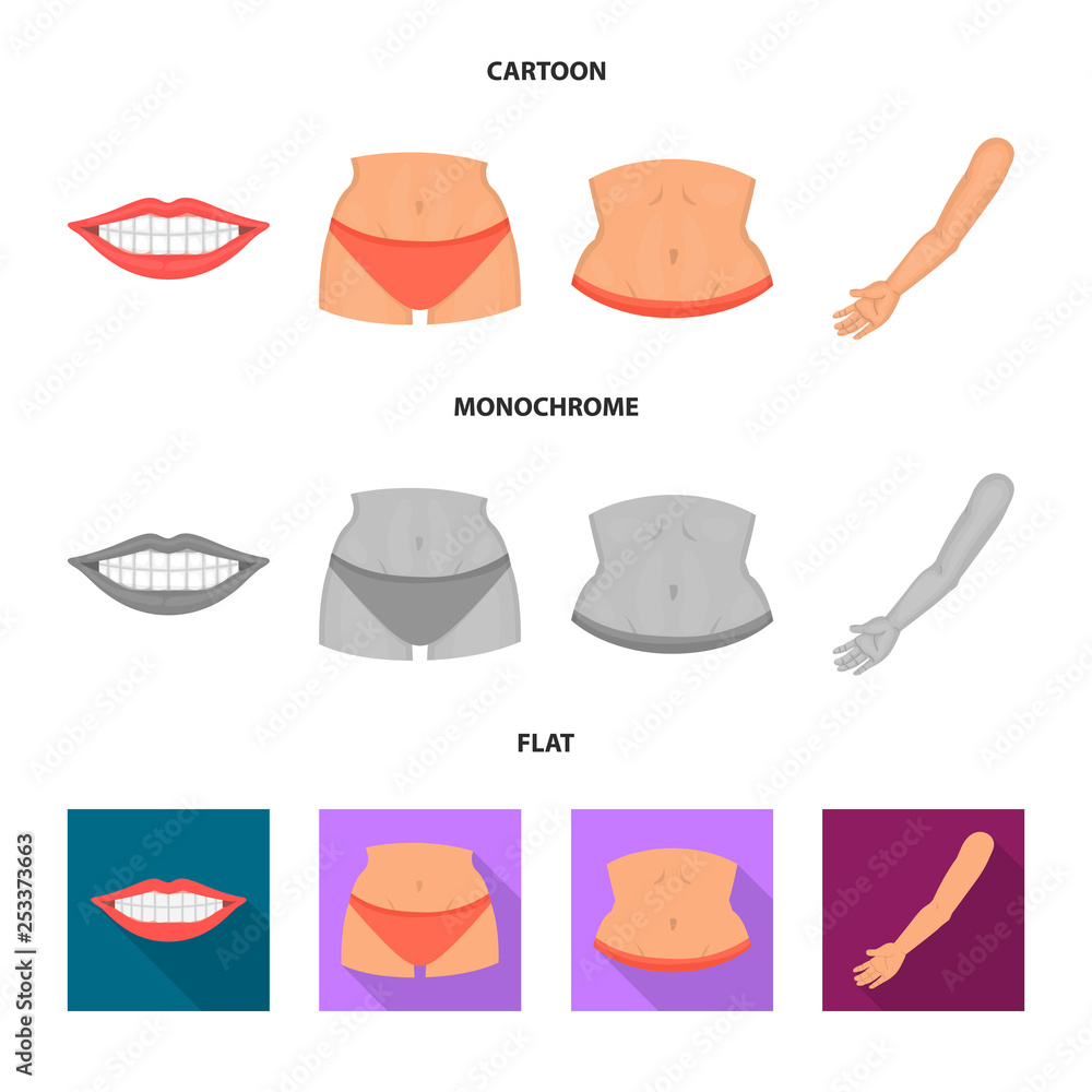 Vector design of body and part icon. Collection of body and anatomy vector icon for stock.