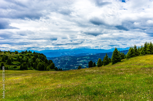 Alpe di Siusi, Seiser Alm with Sassolungo Langkofel Dolomite, a view of a lush green field