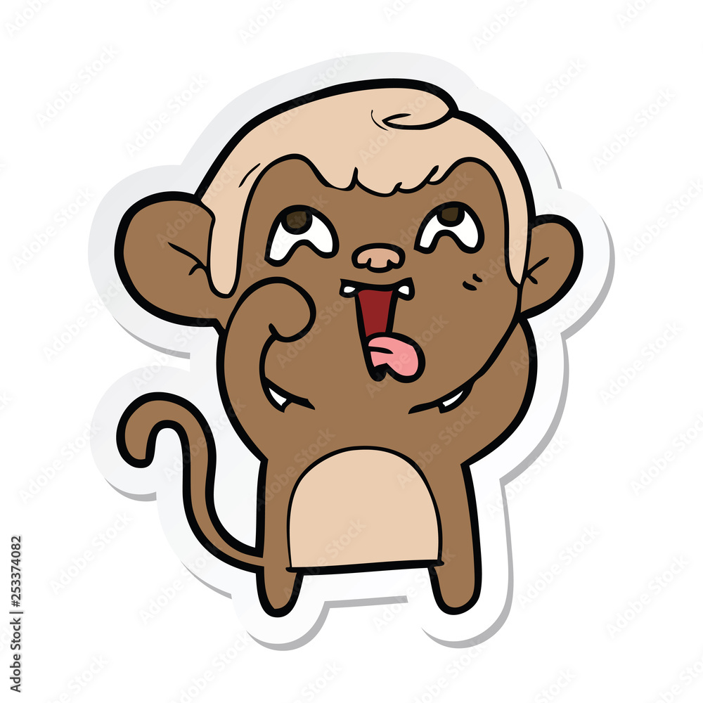 sticker of a crazy cartoon monkey sticker of a crazy cartoon monkey