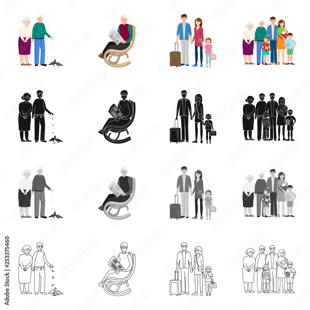 Isolated object of character and avatar icon. Set of character and portrait stock symbol for web. Isolated object of character and avatar icon. Set of character and portrait stock symbol for web.