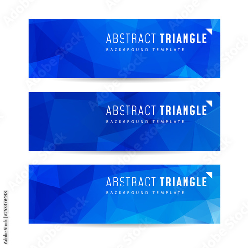 Blue banners set triangle abstract background