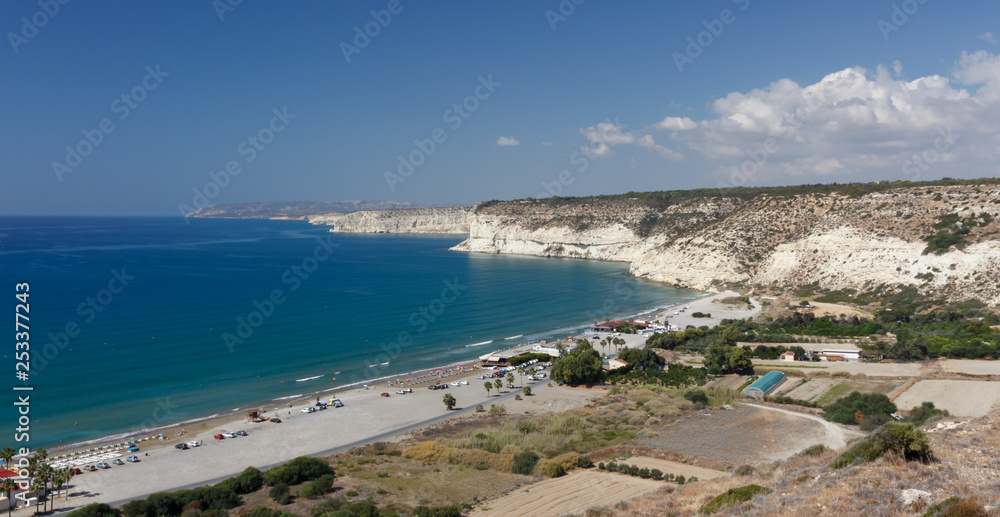 Fototapeta premium Sunny beach of Mediterranean Sea, Cyprus