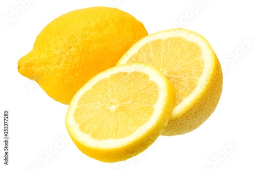 lemon with slices isolated on white background. healthy food