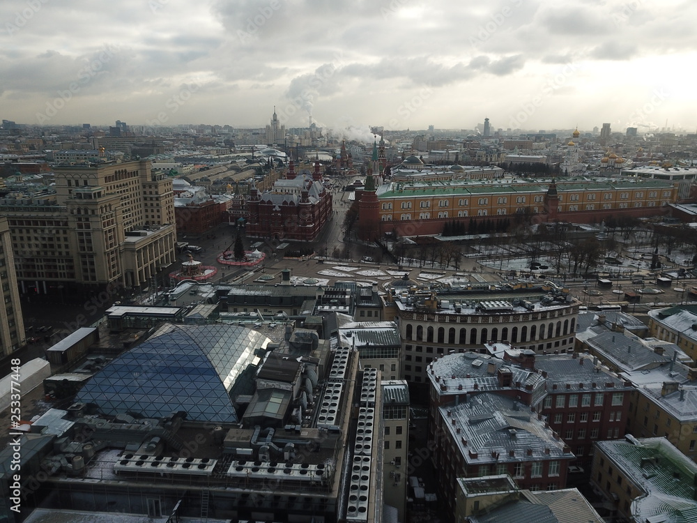 Buildings panorama moscow copter