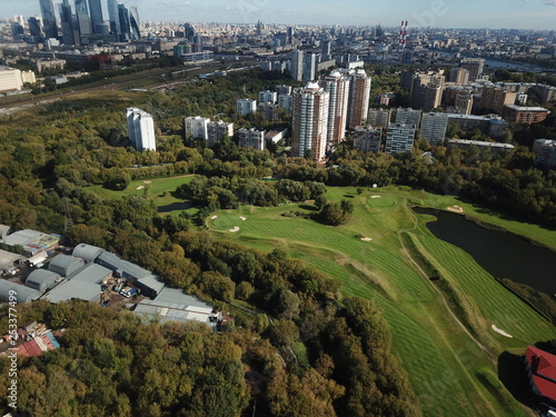Canvas Print Buildings panorama moscow copter