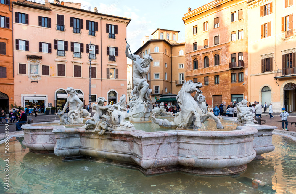 fountain del Moro on Piazza Navona in Rome