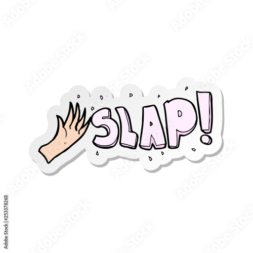 sticker of a cartoon slap