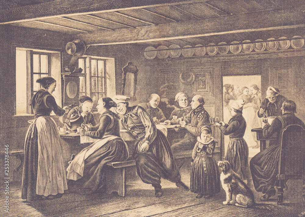 In an inn on the island of Amak in Denmark. - Illustration, Copenhagen, Denmark, Germany, Oresund Region, 1870-1879