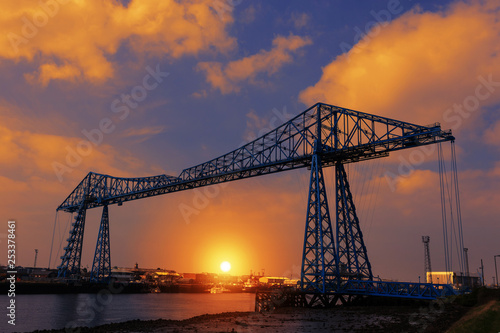 Fototapeta ees Transporter Bridge at Dusk in Middlesbrough, North East of England