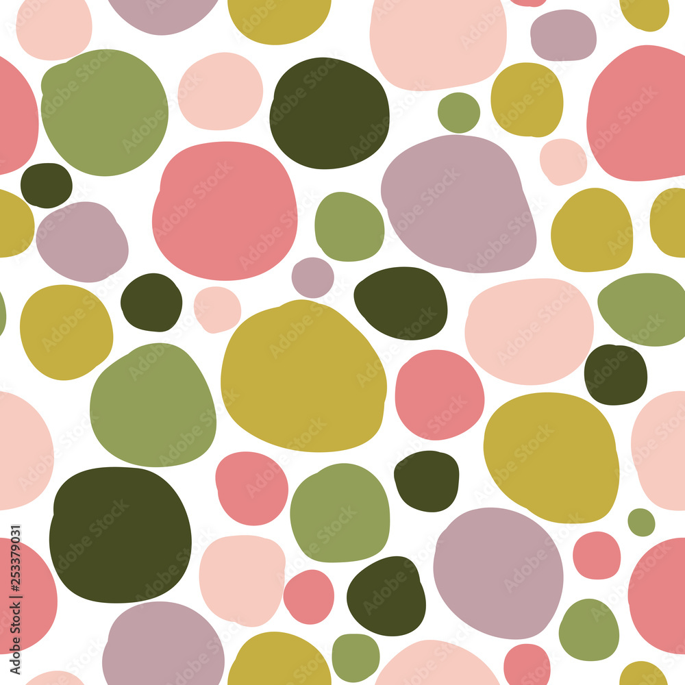 Seamless vector pattern of colorful geometric shapes on a white background
