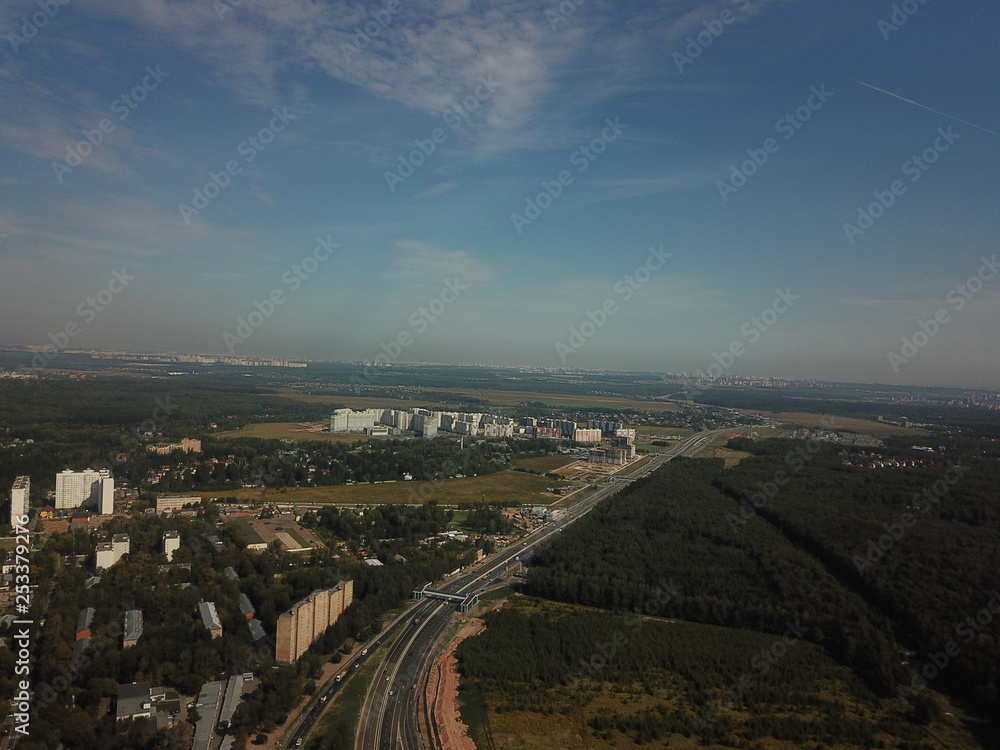 Copter Moscow panorama sity look