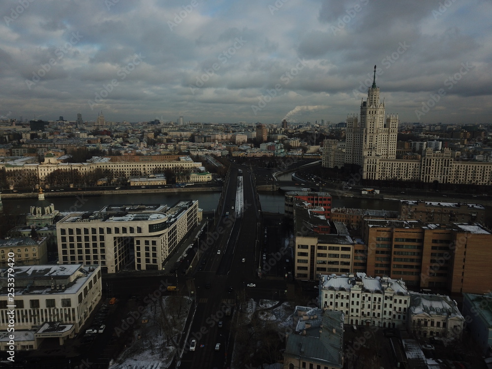 Fototapeta premium Copter Moscow panorama sity look