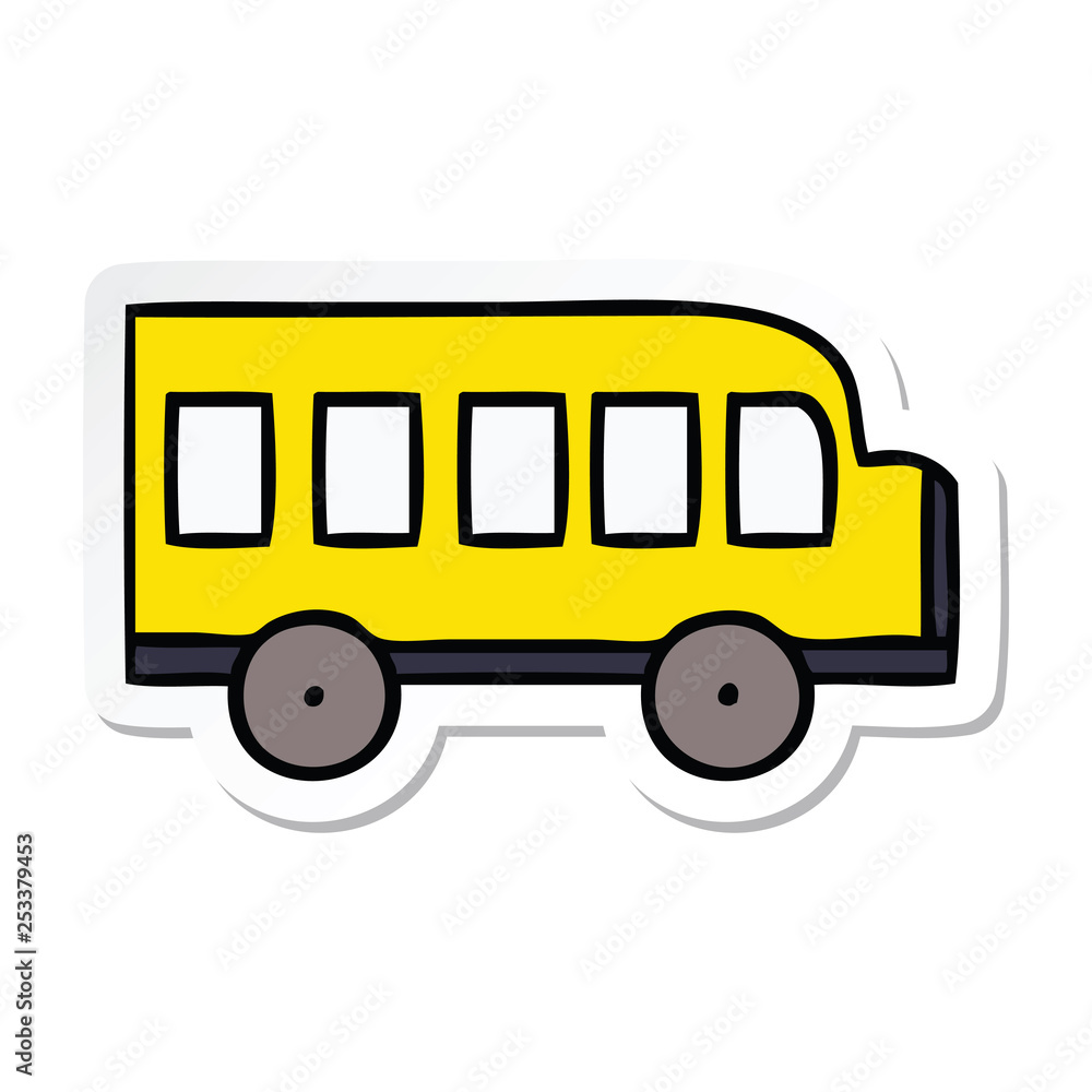 sticker of a cute cartoon school bus
