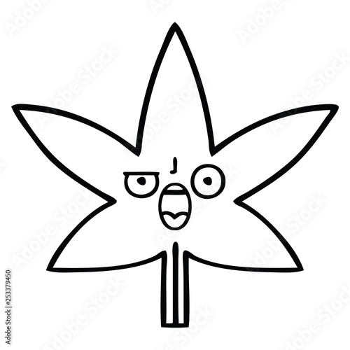 line drawing cartoon autumnal leaf