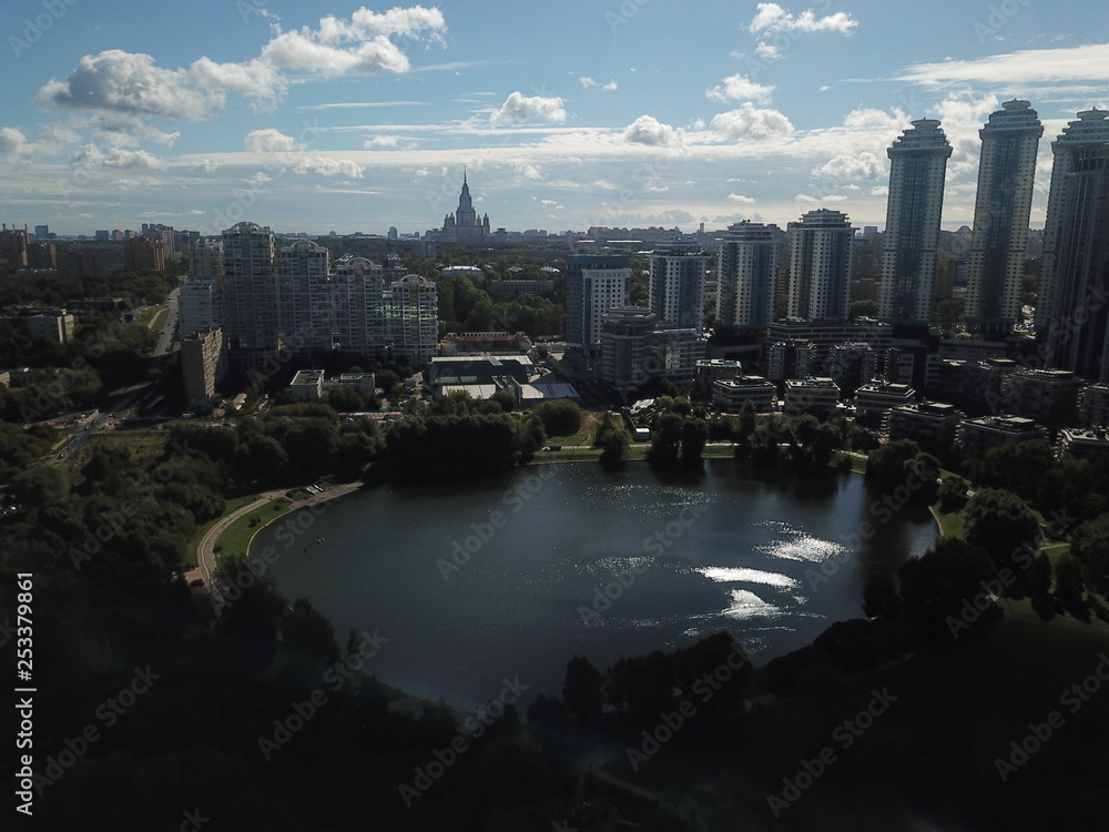 Obraz premium Panorama copter Moscow sity view