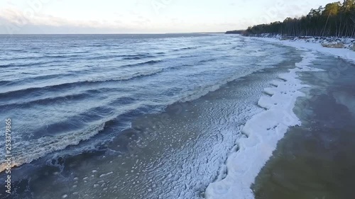 Wallpaper Mural Seaside icy waves in winter morning light Torontodigital.ca