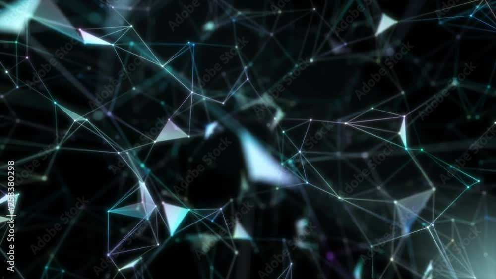 Space communications.Abstract render 3d generated geometry forms with lines connected them. Detailed shapes composition with small particles.Seamless loop. 4k. Space communications.Abstract render 3d generated geometry forms with lines connected them. Detailed shapes composition with small particles.Seamless loop. 4k.