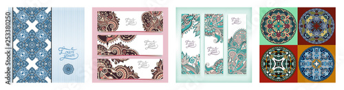 set of decorative flower template banner  card