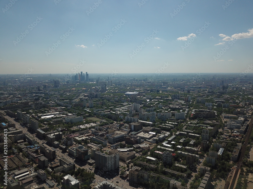 Fototapeta premium Panorama copter Moscow sity view