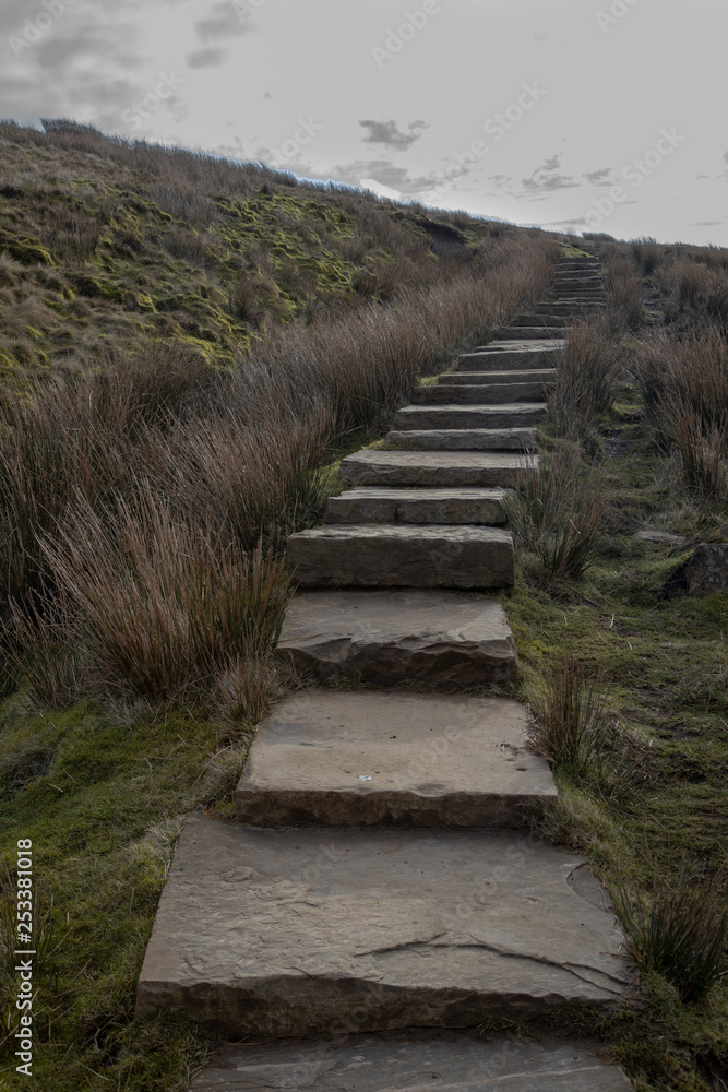 stone steps Penyghent Yorkshire dales