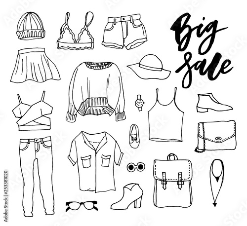 Clothing - vector background fashion sale text illustration