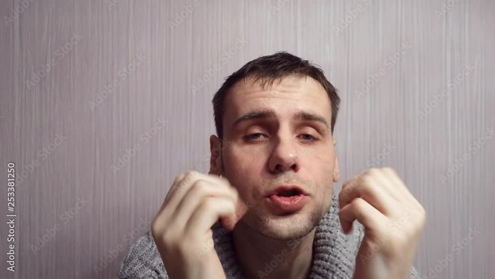 Close-up portrait of angry, aggressive man asking what you mean by me, you talk to me. Negative human emotions, facial expressions, feelings Close-up portrait of angry, aggressive man asking what you mean by me, you talk to me. Negative human emotions, facial expressions, feelings