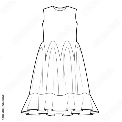 Ladies Tank Dress Vector Template
