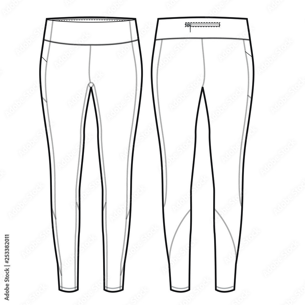 Ladies Full Length Legging Vector Template Stock Vector | Adobe Stock