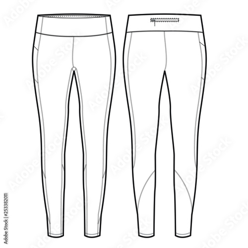 Ladies Full Length Legging Vector Template