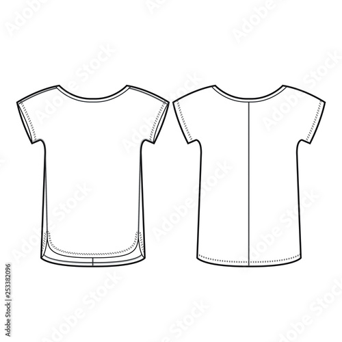 Ladies Dolman Sleeve Tee Vector Template