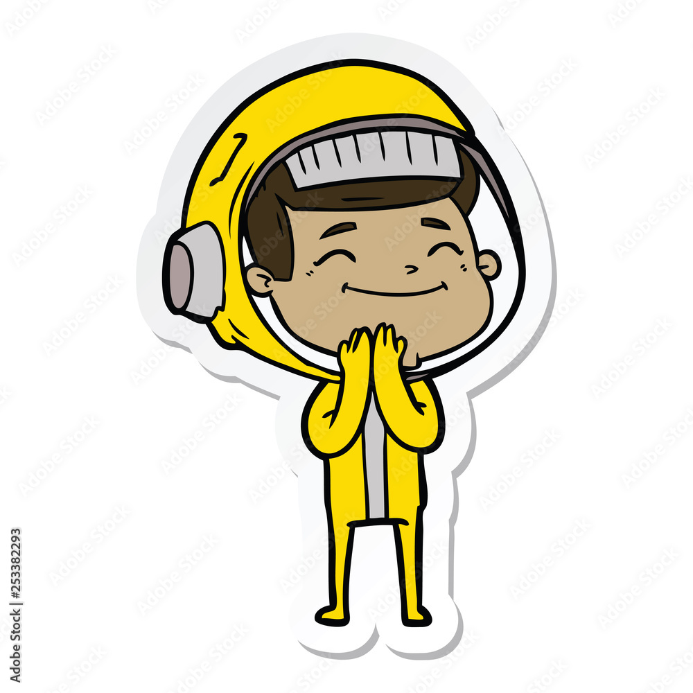 sticker of a happy cartoon astronaut sticker of a happy cartoon astronaut