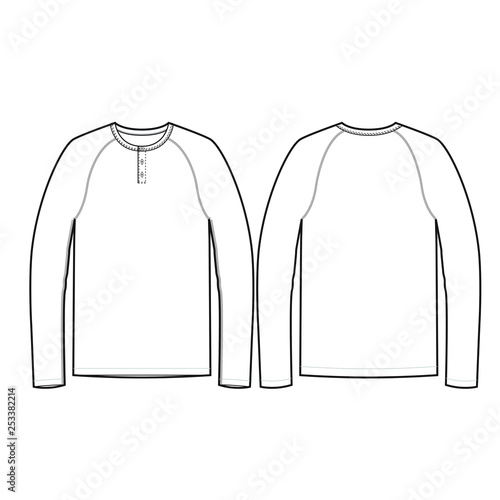 Mens Long Sleeve Henley Vector Template