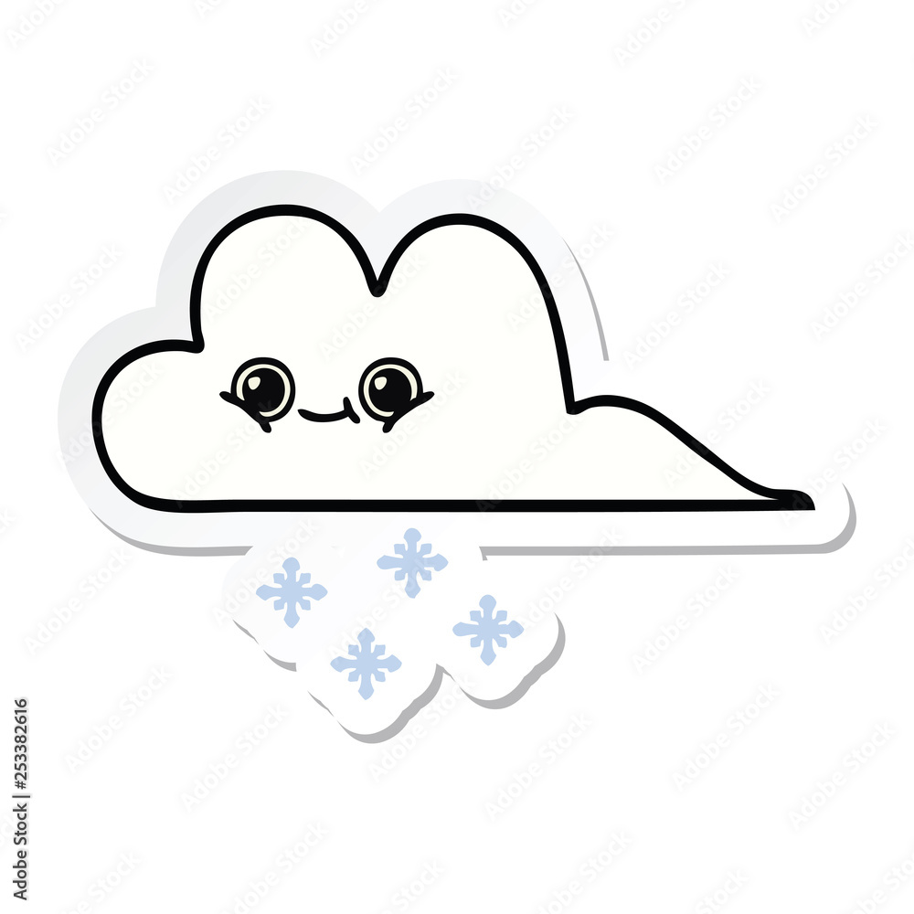 sticker of a cute cartoon snow cloud sticker of a cute cartoon snow cloud