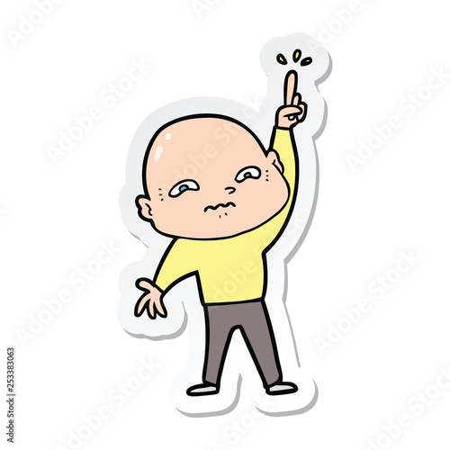 sticker of a nervous cartoon man asking question